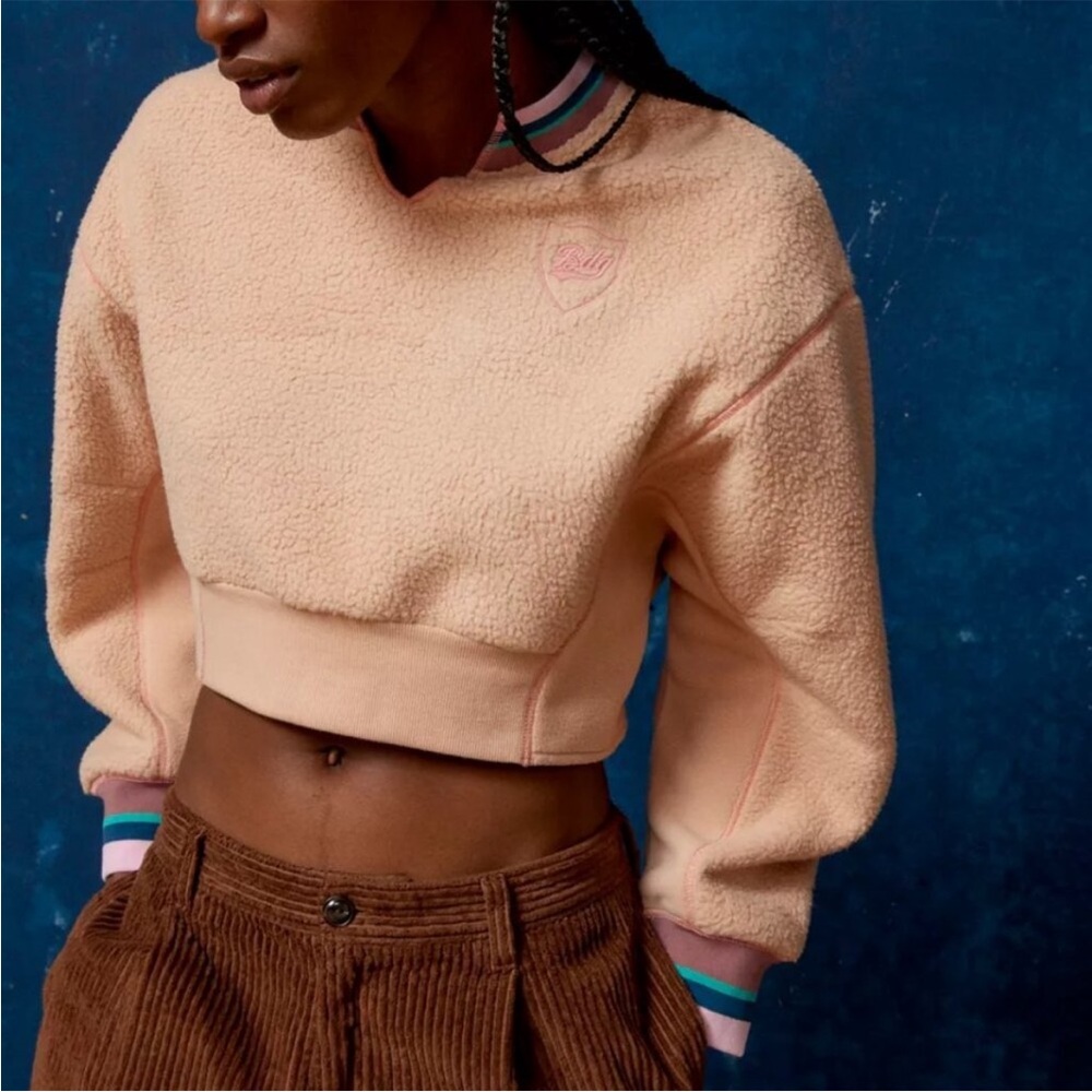 NWT UO BDG Collins Peach Fleece Cropped Top Large